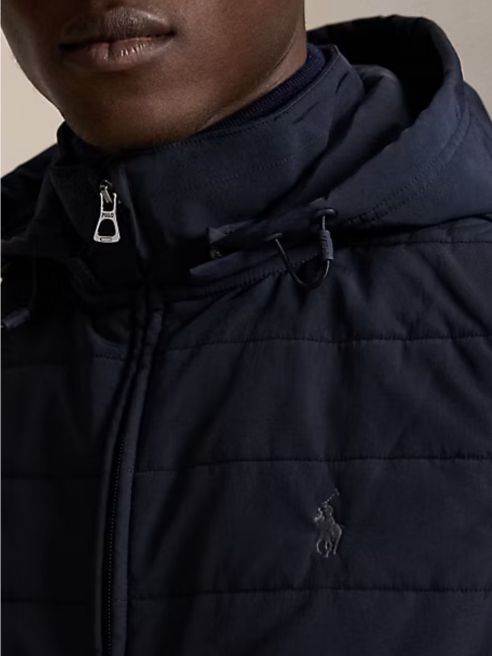 Polo Ralph Lauren Men's Aviator Navy Quilted Panel Hooded Vest - Picture 5 of 16